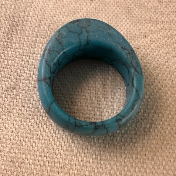 Jewelry - Turquoise Full Band Ring Reconstituted Stone Chunky Boho Southwestern Style